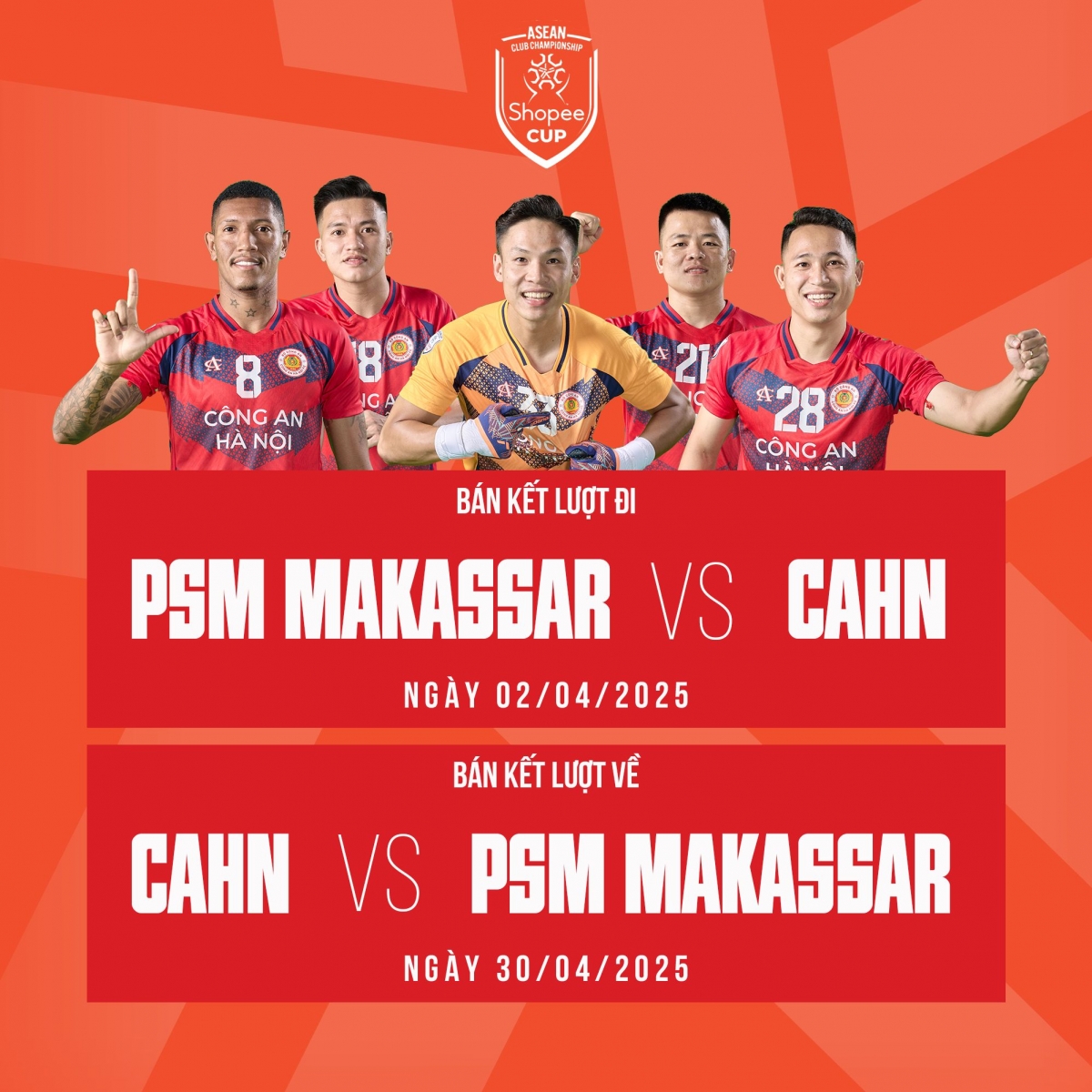 Lịch thi đấu bán kết Cúp C1 Đông Nam Á 2024/2025 của CLB CAHN. (Ảnh: CLB CAHN)