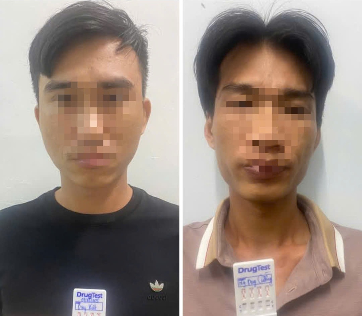 Hai anh em Duy Kiệt và Duy Cường tại cơ quan công an. Ảnh: CANT