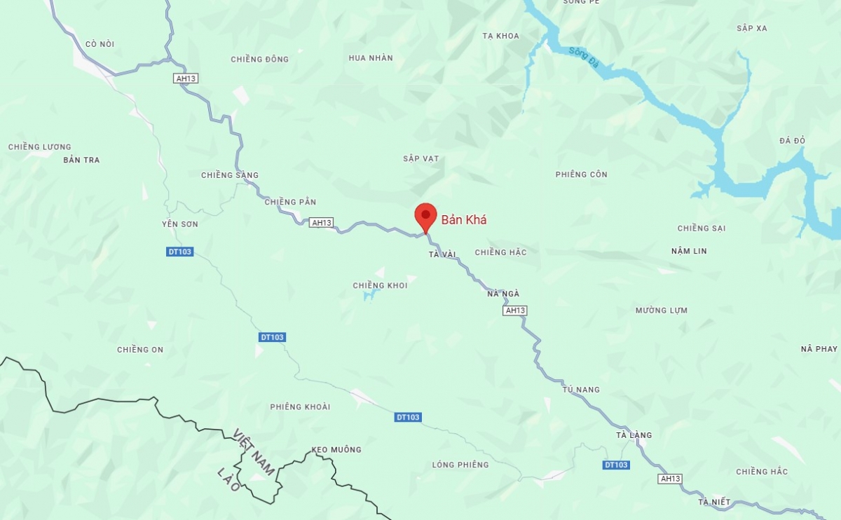 Vị trí xảy ra tai nạn (Bản Khá) trên Quốc lộ 6 (Ảnh: Google Map)