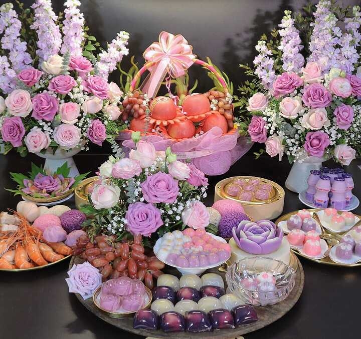 Mâm lễ Tết Hàn thực cúng thần linh. (Ảnh: Vũ Thu Hương)