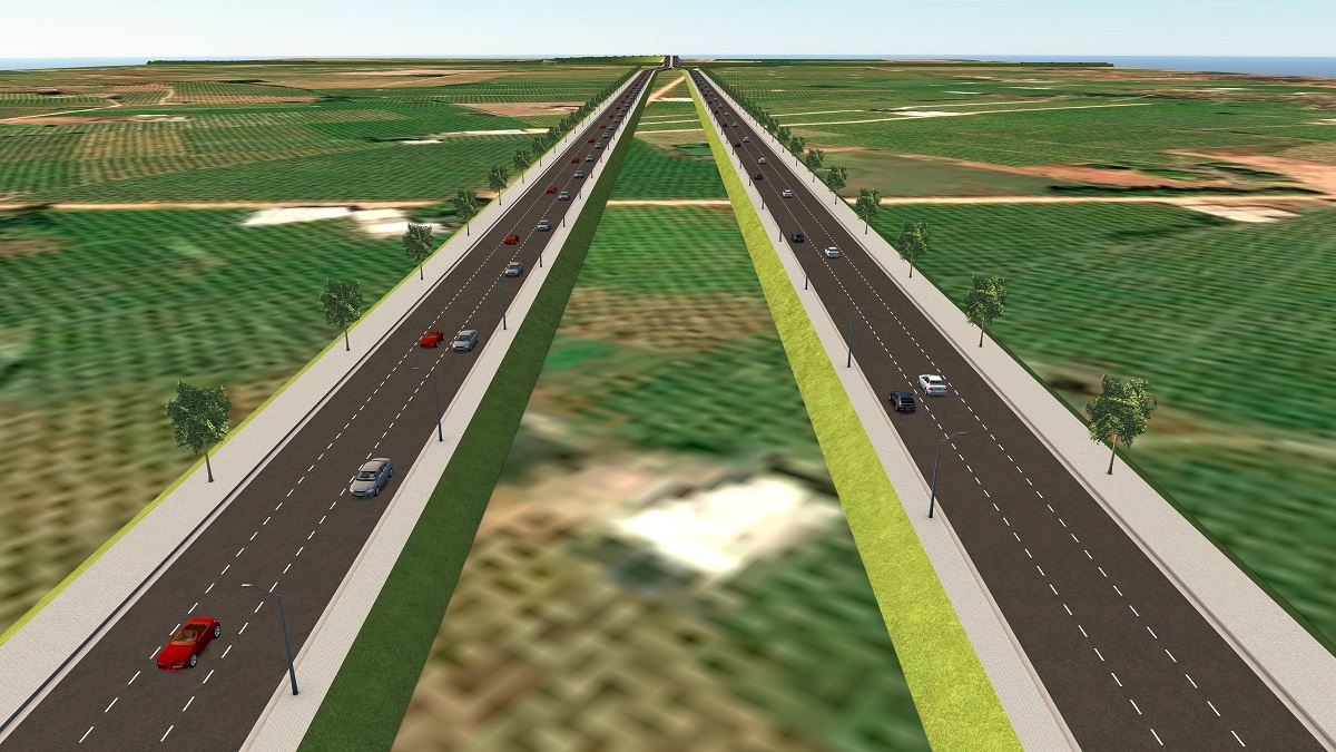 Phối cảnh tuyến đường 6 làn xe ở giai đoạn 1