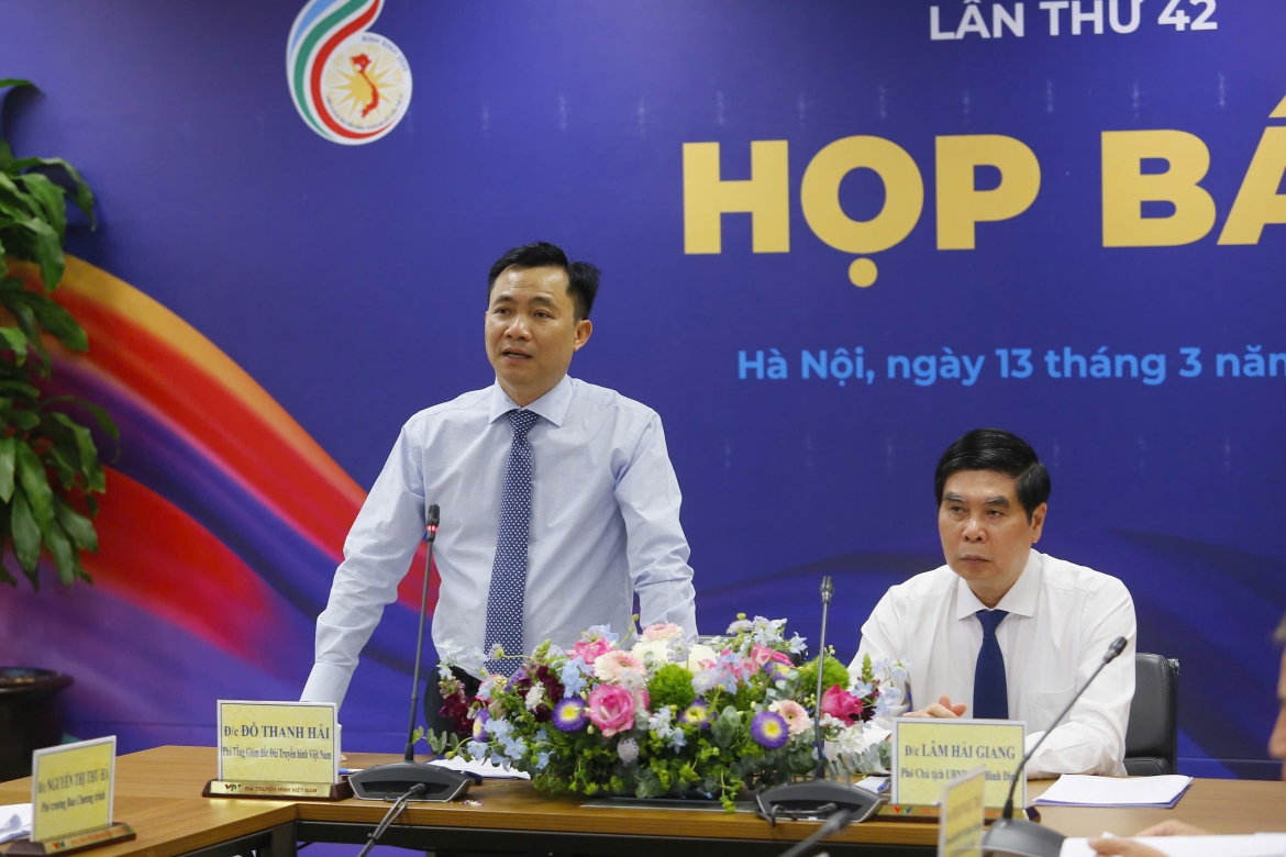 Phó Tổng Giám đốc VTV Đỗ Thanh Hải phát biểu tại họp báo