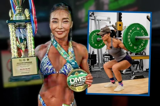 Nhờ chăm chỉ luyện tập trong hơn 20 năm, Wang dành chiến thắng ở cuộc thi thể hình lúc 55 tuổi.