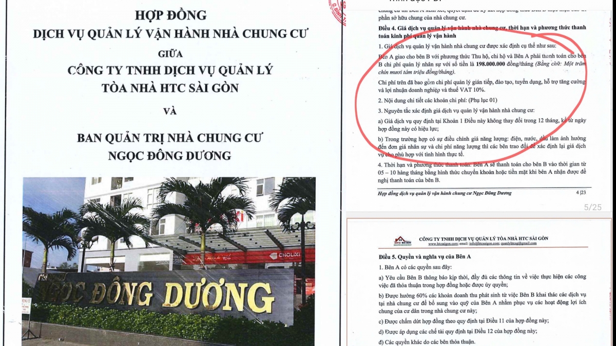 Cư dân chung cư Ngọc Đông Dương phải bỏ 198 triệu đồng mỗi tháng cho công ty HTC Sài Gòn