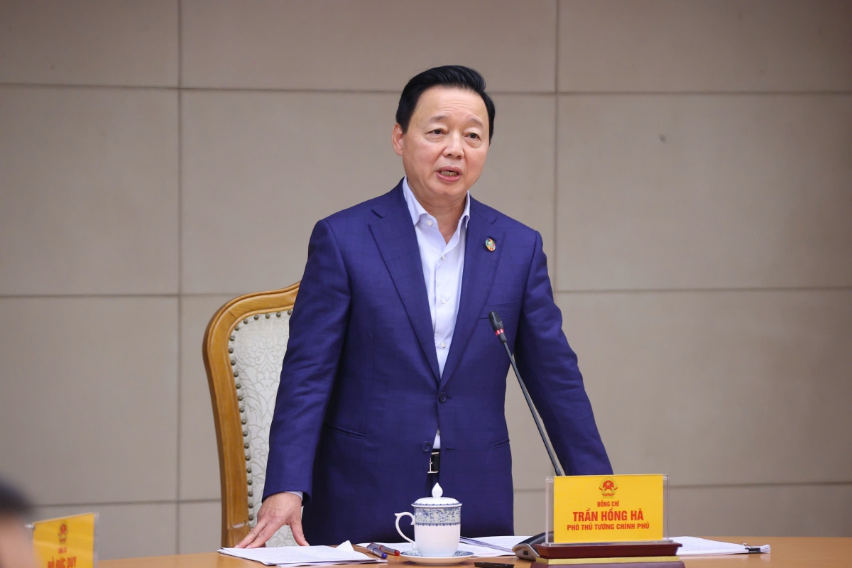 Phó Thủ tướng Trần Hồng Hà phát biểu tại cuộc họp.