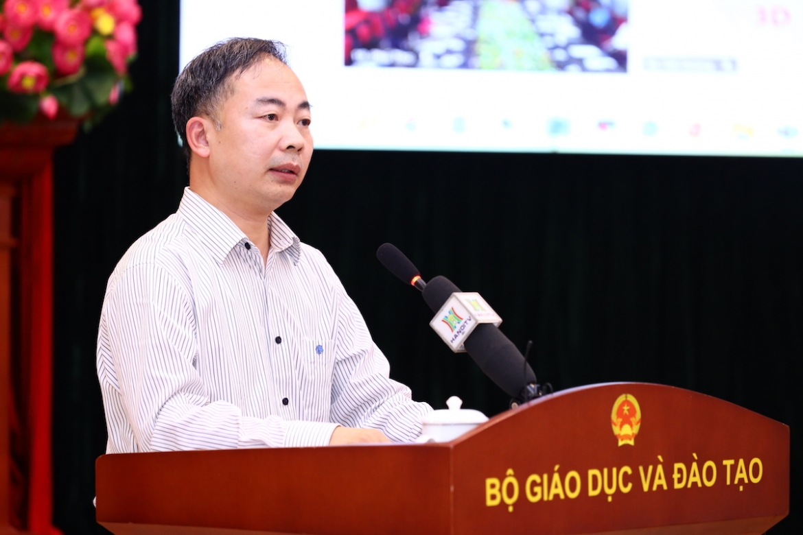 Ông Nguyễn Ngọc Hà - Phó Cục trưởng Cục Quản lý chất lượng, Bộ Giáo dục và Đào tạo thông tin tại hội nghị