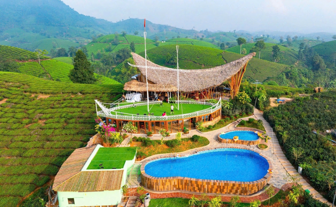 Đồi chè Long Cốc tại Phú Thọ là điểm đến thu hút khách du lịch. Nguồn: Long Cốc Ecolodge