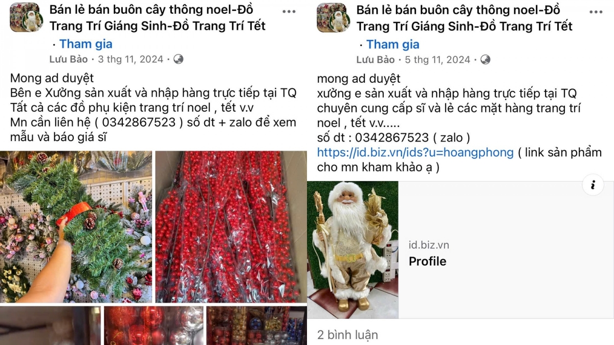 Đối tượng đăng bài quảng cáo bán các đồ phụ kiện trang trí dịp lễ trên mạng xã hội thông qua các hội nhóm để dụ dỗ nạn nhân nhằm chiếm đoạt tiền.