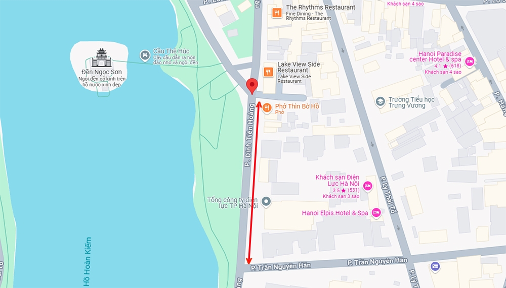 Phạm vi nghiên cứu quy hoạch được đề xuất (đường đỏ) bao gồm một đoạn phố Đinh Tiên Hoàng (đoạn từ phố Trần Nguyên Hãn đến trụ sở Sở Văn hóa và Thể thao). Một phần đoạn phố Trần Nguyên Hãn và Lý Thái Tổ. UBND quận Hoàn Kiếm được Thành phố Hà Nội giao chủ trương nghiên cứu phương án.