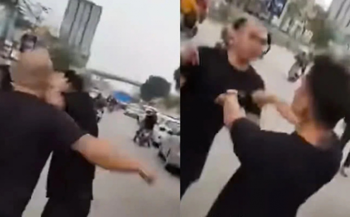 Hình ảnh vụ gây rối trước cổng Bệnh viện Bạch Mai.
