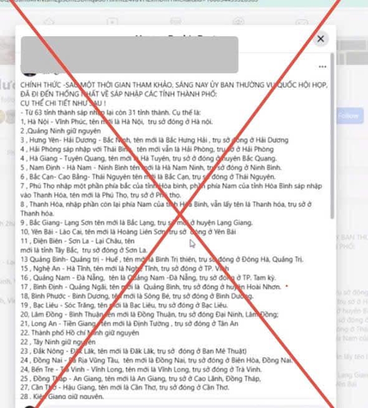 Nội dung sai sự thật được chị H. chia sẻ trên mạng xã hội. (Ảnh: Công an tỉnh Hòa Bình)