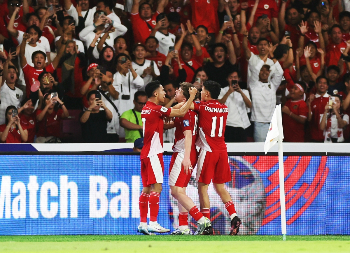 Các cầu thủ Indonesia ăn mừng bàn thắng. (Ảnh: Reuters). 