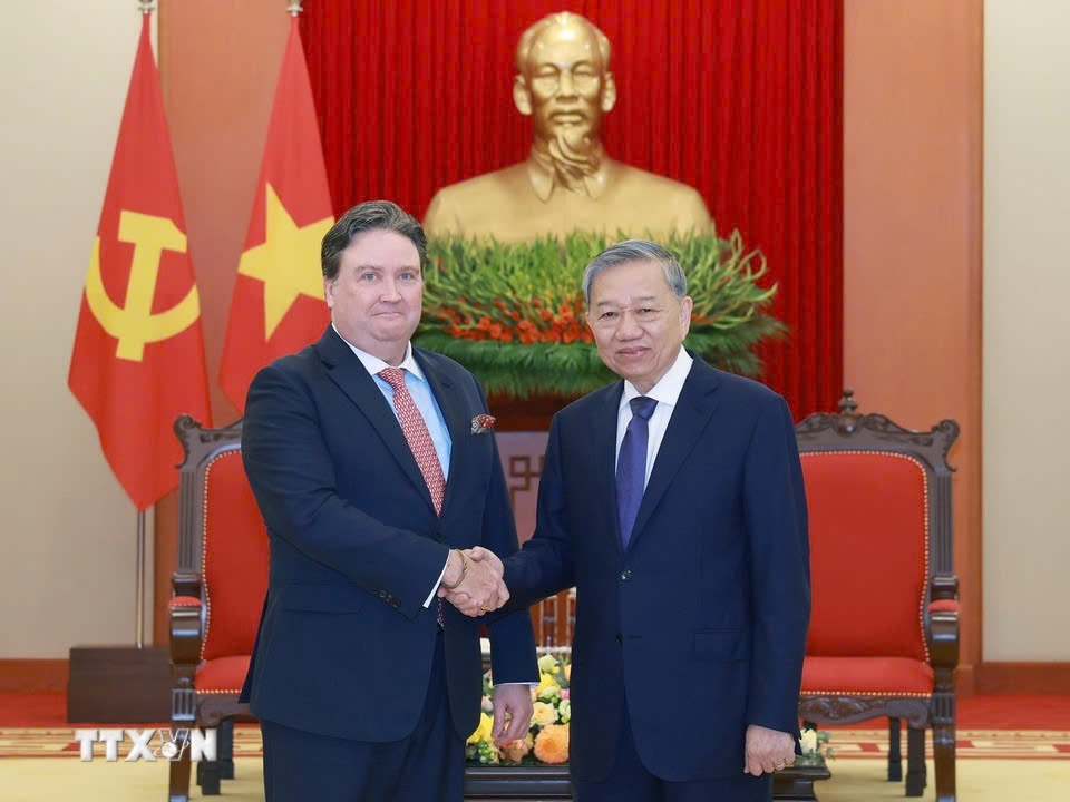Tổng Bí thư Tô Lâm tiếp Đại sứ Hoa Kỳ Marc Knapper (Ảnh: TTXVN)