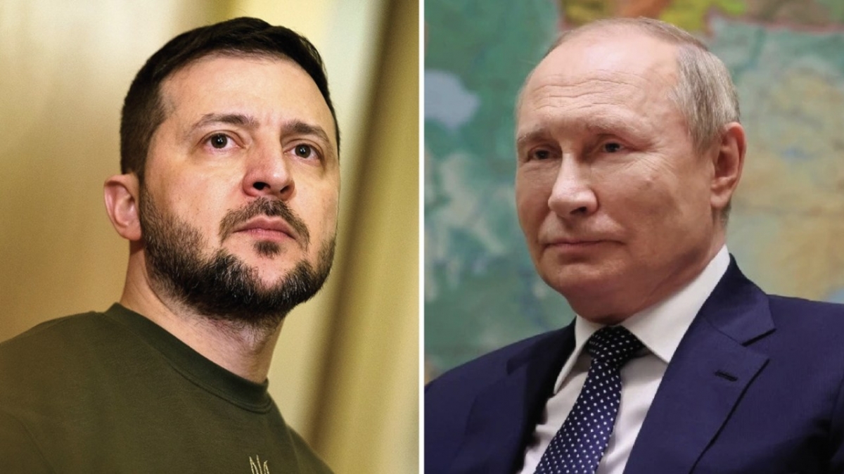 Ông Zelensky (trái) và ông Putin (phải). Ảnh: Getty