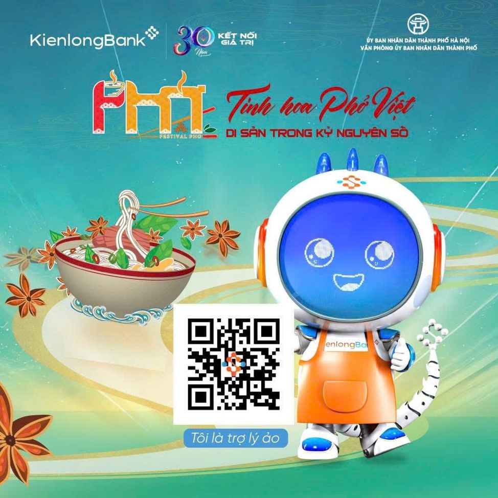 Trợ lý ảo Kiloba AI xuất hiện rực rỡ trong poster sự kiện “Tinh hoa Phở Việt – Di sản trong kỷ nguyên số”, với hình ảnh thân thiện cùng mã QR tương tác giúp người dùng khám phá các gian hàng