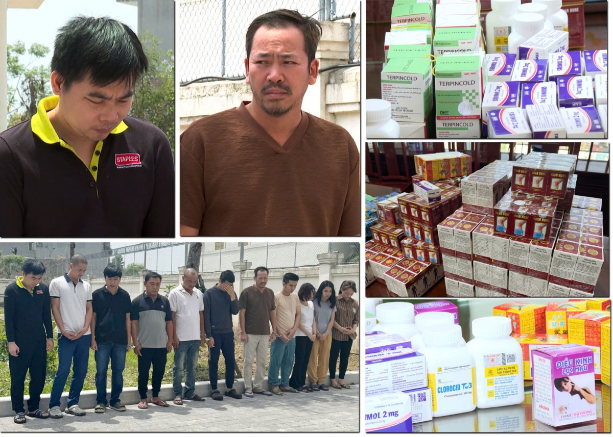 Các đối tượng trong đường dây sản xuất, buôn bán thuốc tân dược giả bị bắt giữ cùng tang vật