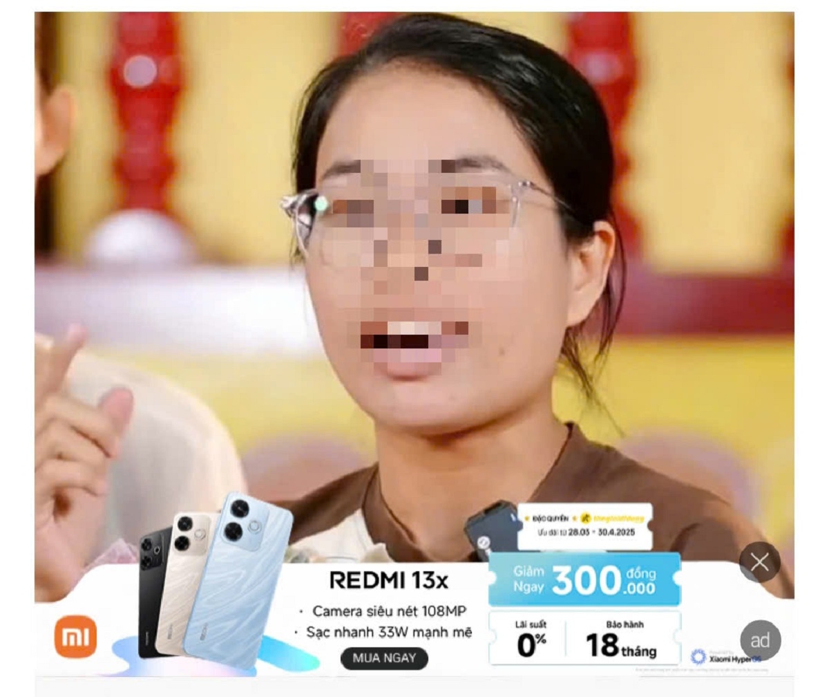 Bà L.T.T.H (mẹ bé Bắp) trong một phiên livestream. Ảnh: MXH