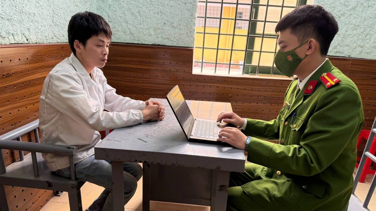 Đối tượng Ma Văn Công tại cơ quan công an (Nguồn: Công an Cao Bằng)