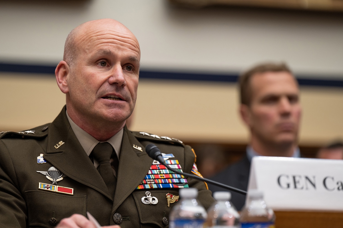 Tướng Christopher Cavoli trong một phiên điều trần tại Ủy ban Quân vụ Hạ viện Mtx ngày 10/4/2024. Ảnh: Bộ Quốc phòng Mỹ