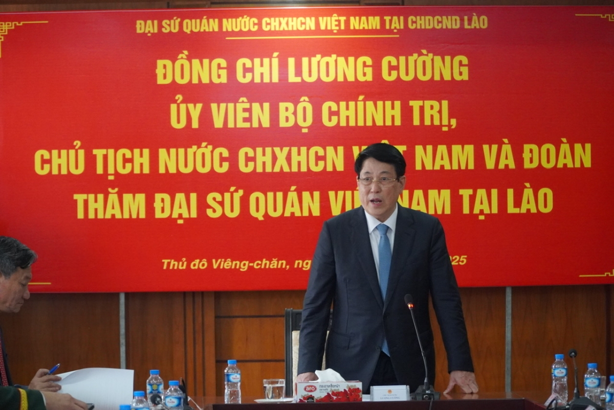 Chủ tịch nước Lương Cường phát biểu tại buổi làm việc.