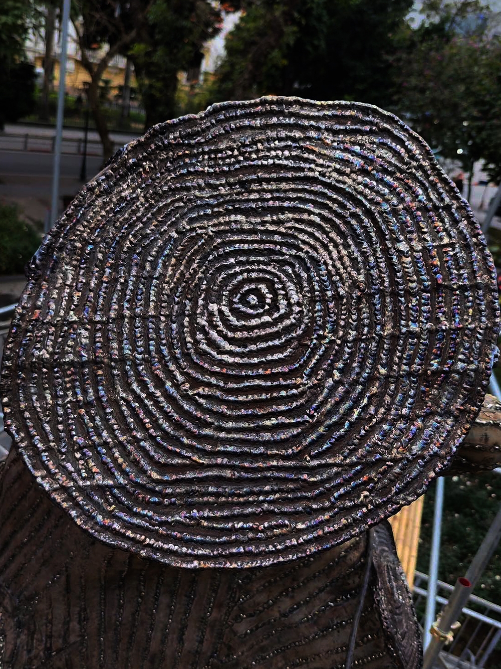 Họa tiết vòng tròn gỗ trên thân cây