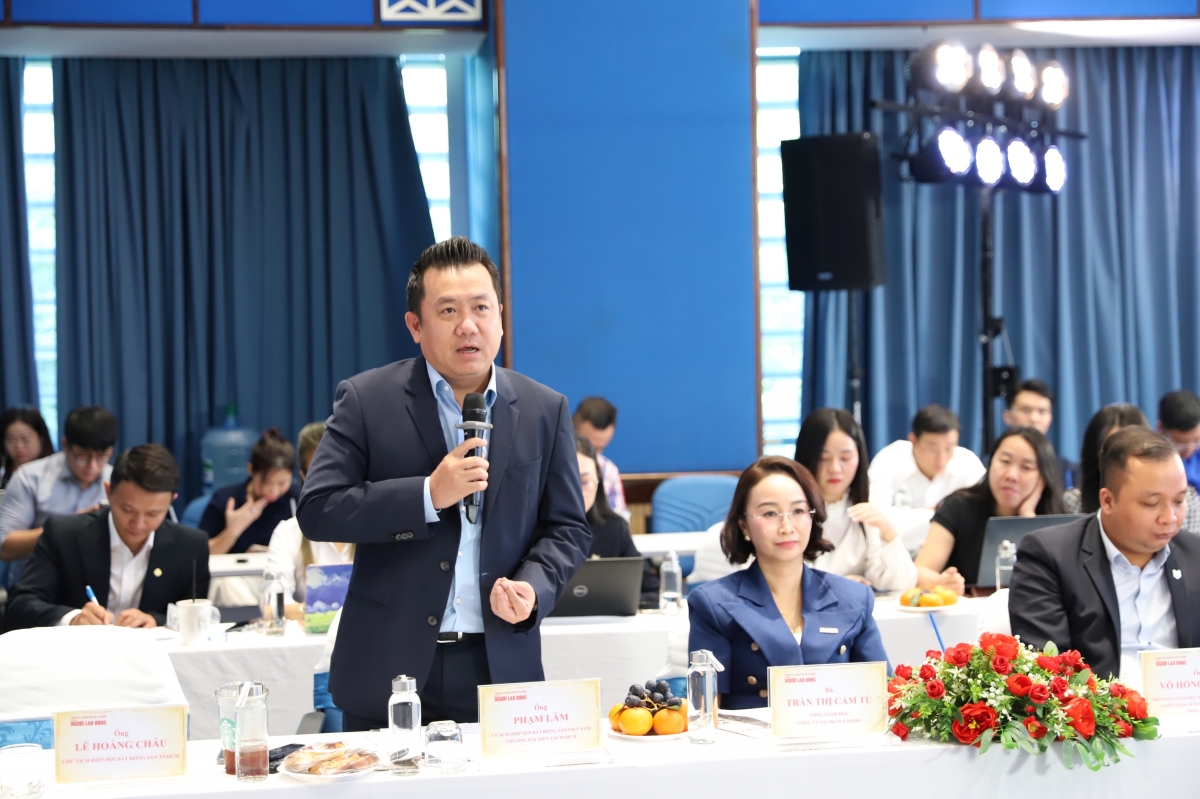 Ông Phạm Lâm - Ủy viên Ban chấp hành Hiệp hội bất động sản Việt Nam phát biểu tại tọa đàm.