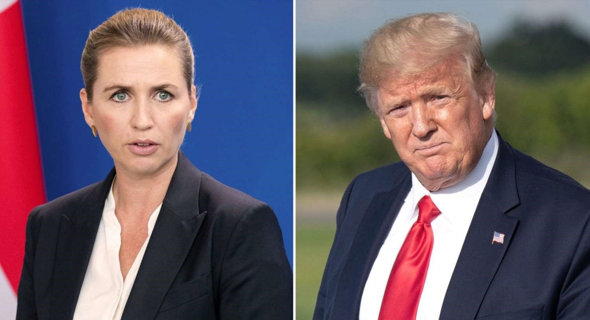 Thủ tướng Đan Mạch Mette Frederiksen (trái) và Tổng thống Mỹ Donald Trump (phải). Ảnh: People