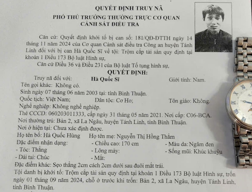 Quyết định truy nã Hà Quốc Sĩ