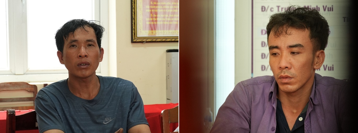 Dương Văn Út và Nguyễn Thanh Minh Vương tại cơ quan công an