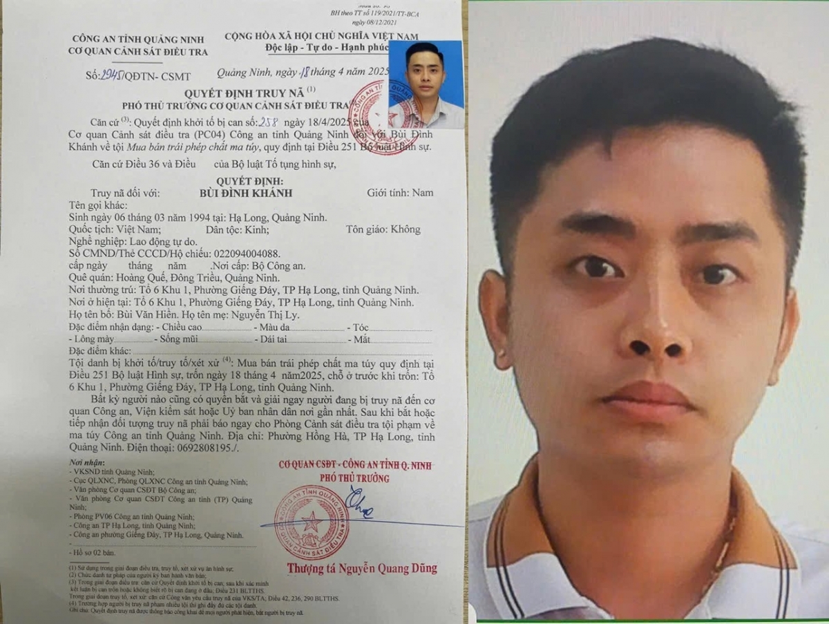 Đối tượng bị truy nã Bùi Đình Khánh. (Ảnh: CACC)