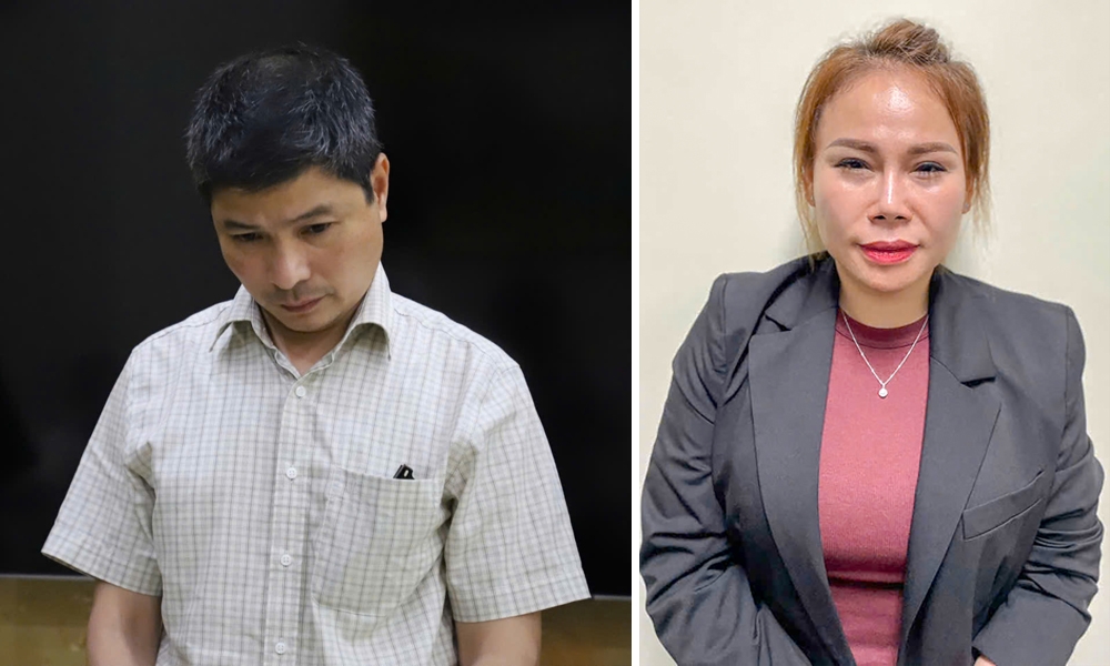 Bị can Ngô Duy Lượng và Nguyễn Thị Hương