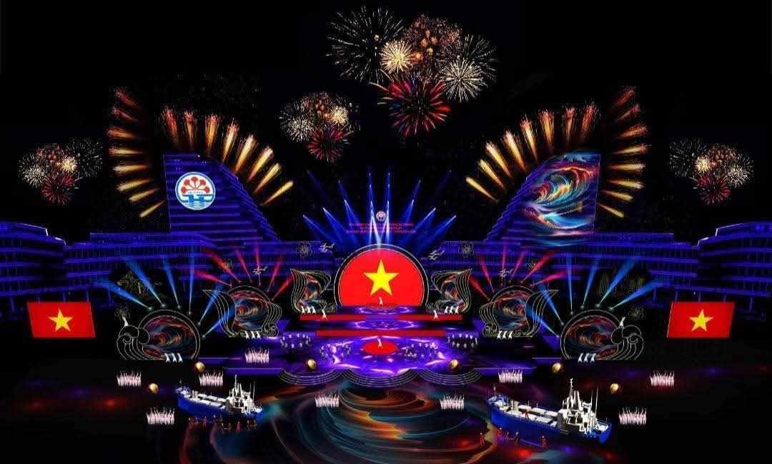 Hình ảnh sân khấu chương trình “Hải Phòng - 70 năm niềm tin và khát vọng vươn mình”