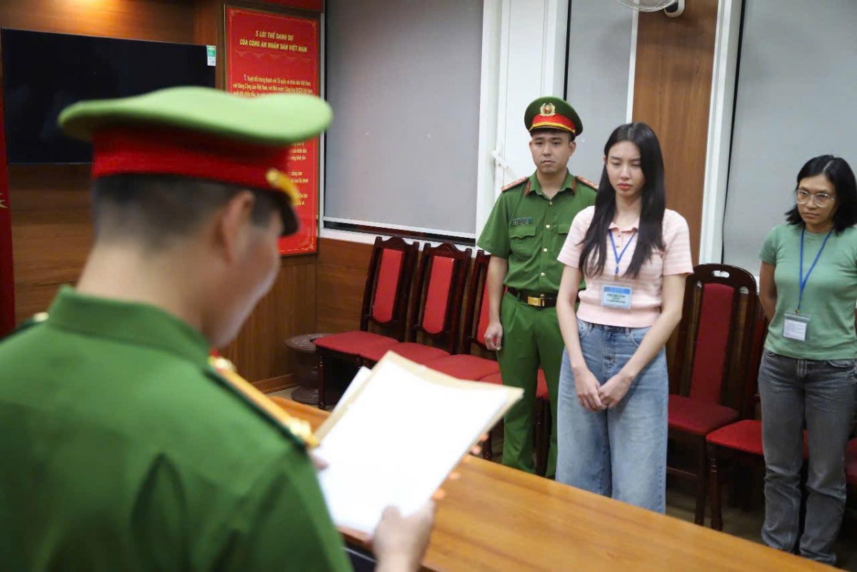 Hoa hậu Nguyễn Thúc Thùy Tiên bị khởi tố. Ảnh: Bộ Công an