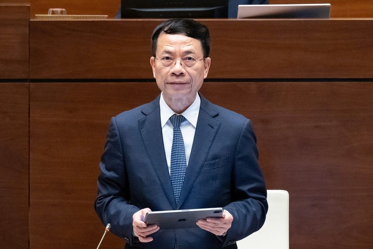 Bộ trưởng Bộ Khoa học và Công nghệ Nguyễn Mạnh Hùng tại hội trường (Ảnh: Quốc hội)