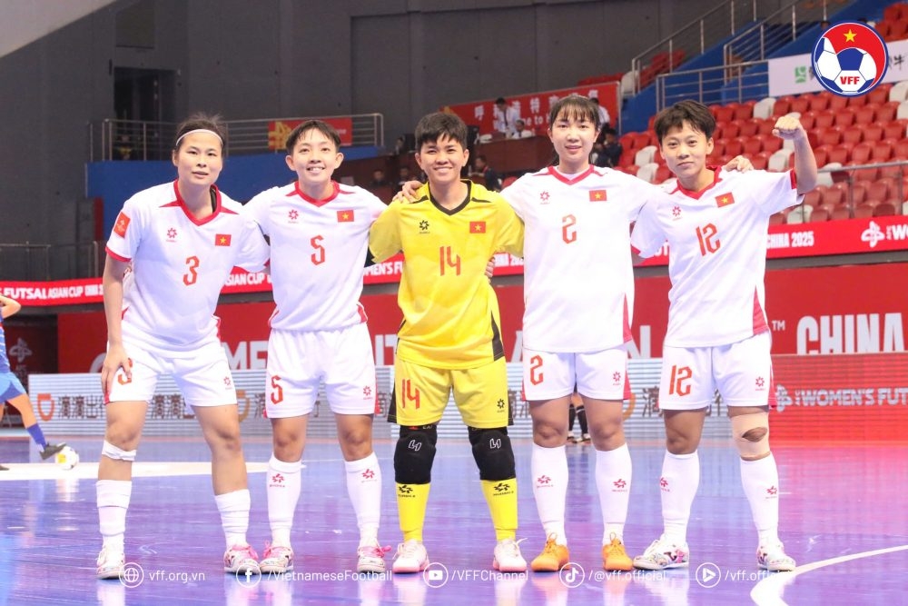 ĐT futsal nữ Việt Nam giành vé vào tứ kết Giải Futsal Nữ vô địch châu Á 2025. (Ảnh: VFF)