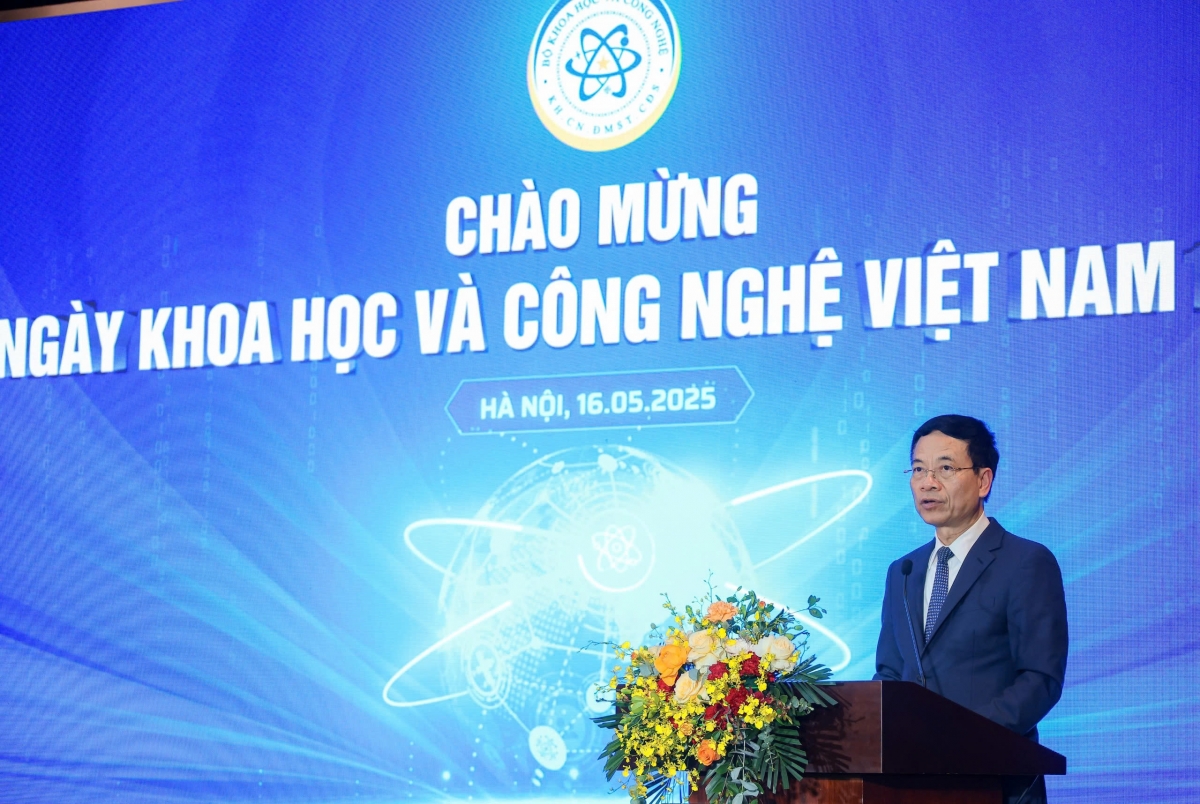 Bộ trưởng Bộ KH&amp;CN Nguyễn Mạnh Hùng phát biểu tại sự kiện. (Ảnh: TTTT)