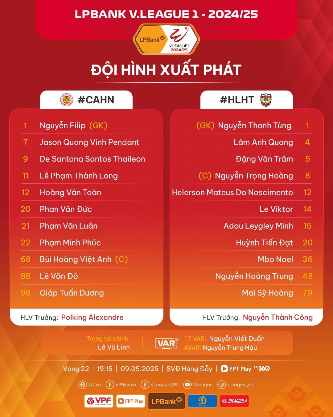 Đội hình ra sân.