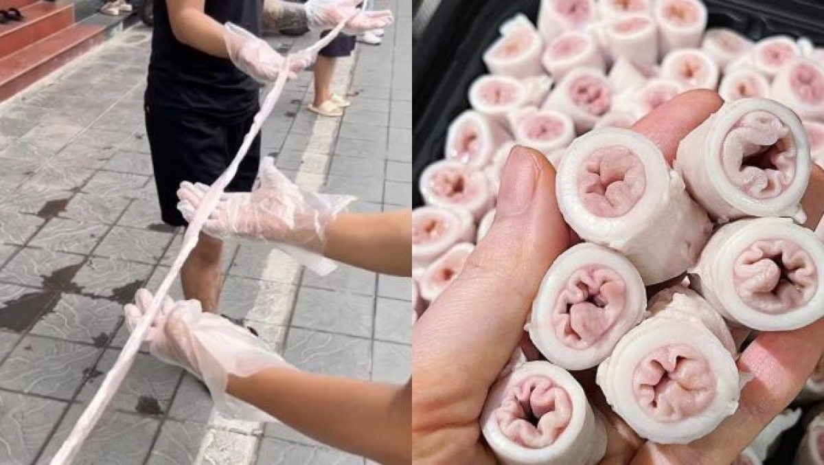 Một tiktoker khoe sở hữu bộ lòng se điếu có chiều dải 40m trên mạng xã hội Ảnh: KT