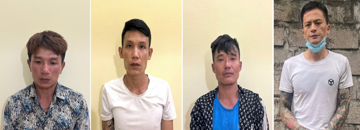 Nhóm đối tượng bị khởi tố về hành vi tổ chức sử dụng và mua bán trái phép chất ma túy. Ảnh: công an cung cấp