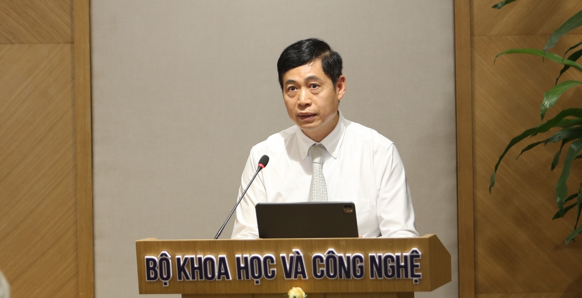 Ông Nguyễn Thành Phúc, Cục trưởng Cục Chuyển đổi số Quốc gia phát biểu tại sự kiện (Ảnh: Bộ KH&amp;CN)