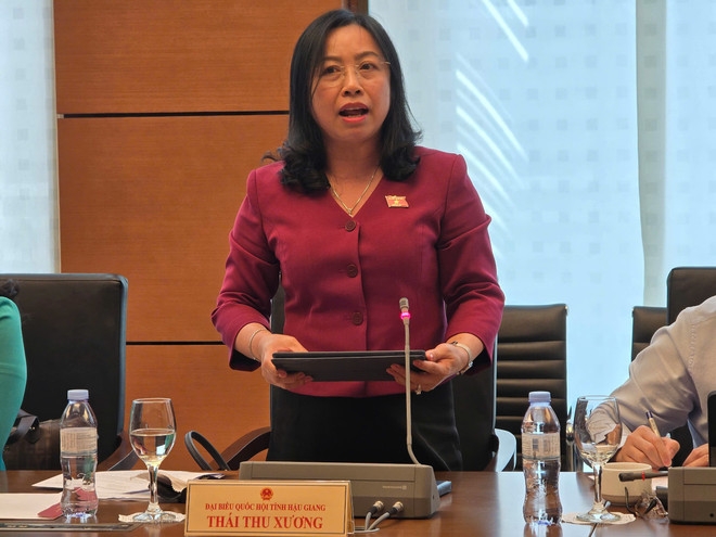 Đại biểu Thái Thu Xương (đoàn Hậu Giang) phát biểu.