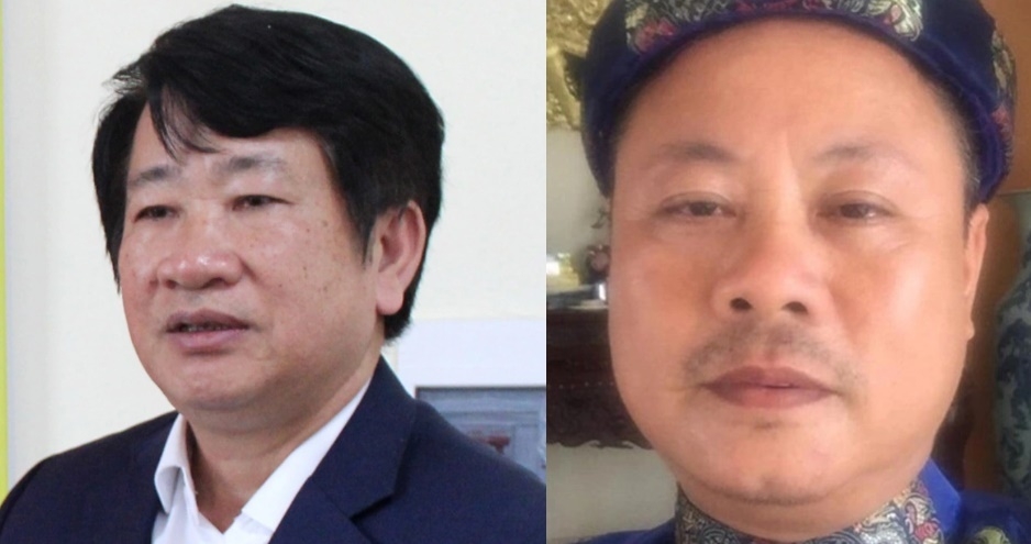 Bị can Thân Đức Lại (trái) và Nguyễn Mạnh Quyền