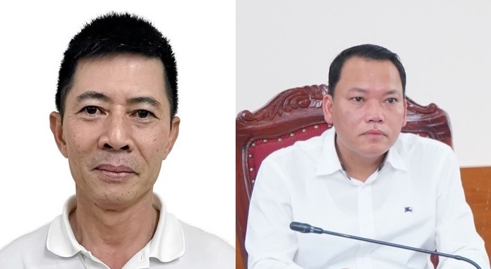 Bị can Nguyễn Duy Hưng (trái) và Trần Viết Cương.