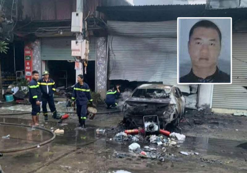 Hình ảnh đối tượng Nguyễn Văn Thụ và hiện trường vụ cháy.