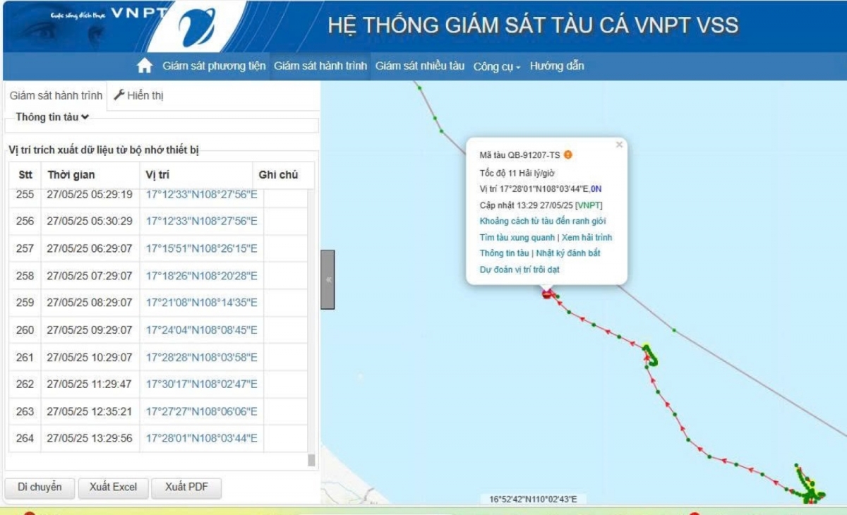 Vị trí ngư dân tỉnh Quảng Bình rơi xuống biển