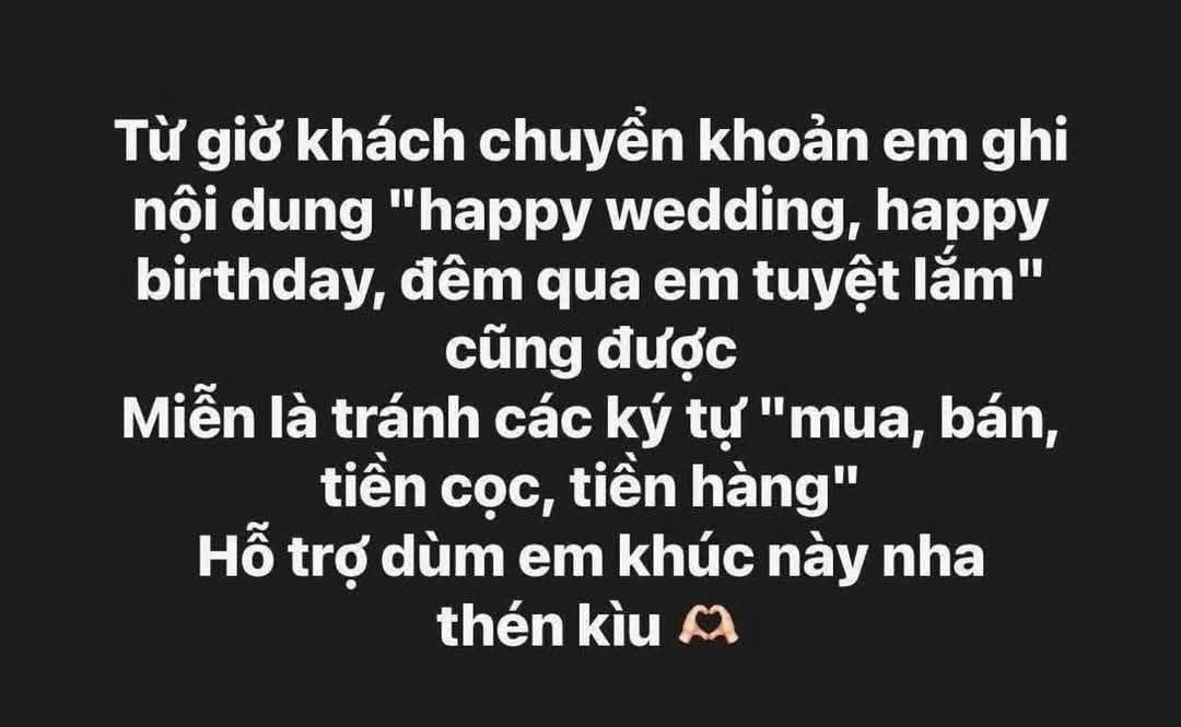 Một trong những nội dung mà người bán hàng yêu cầu khách mua ghi nội dung chuyển khoản