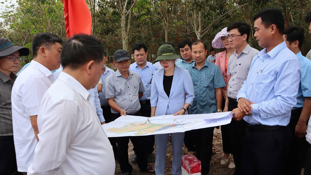 Lãnh đạo tỉnh đi khảo sát tiến độ giải phóng mặt bằng cho dự án 