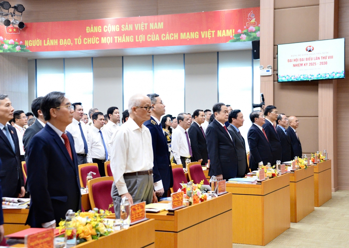 Chủ tịch Quốc hội Trần Thanh Mẫn dự Đại hội Đại biểu lần thứ VIII, nhiệm kỳ 2025 -2030, Đảng bộ Kiểm toán nhà nước vào chiều 7/6.