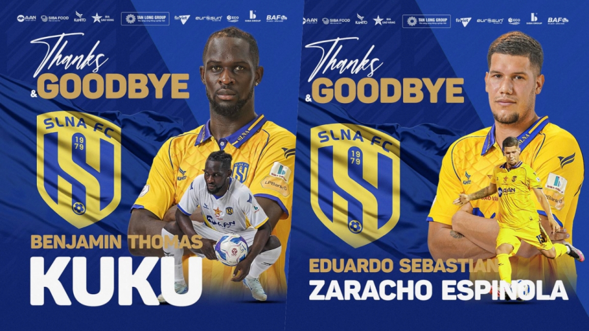 CLB SLNA thông báo chia hai ngoại binh trụ cột. (Ảnh: SLNA)