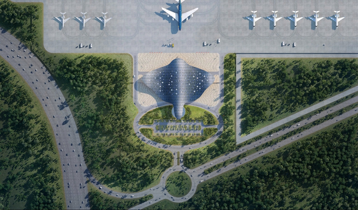 Bên cạnh nhà ga hành khách, nhà ga VIP mới cũng sẽ được xây dựng để đón tiếp nguyên thủ quốc gia và các đoàn khách cấp cao. Ngoài ra, quy hoạch nhà khách VIP kết hợp khai thác hàng không chung tại khu vực phía Tây Nam của cảng (trong ảnh: Thiết kế bên trong nhà ga VIP).